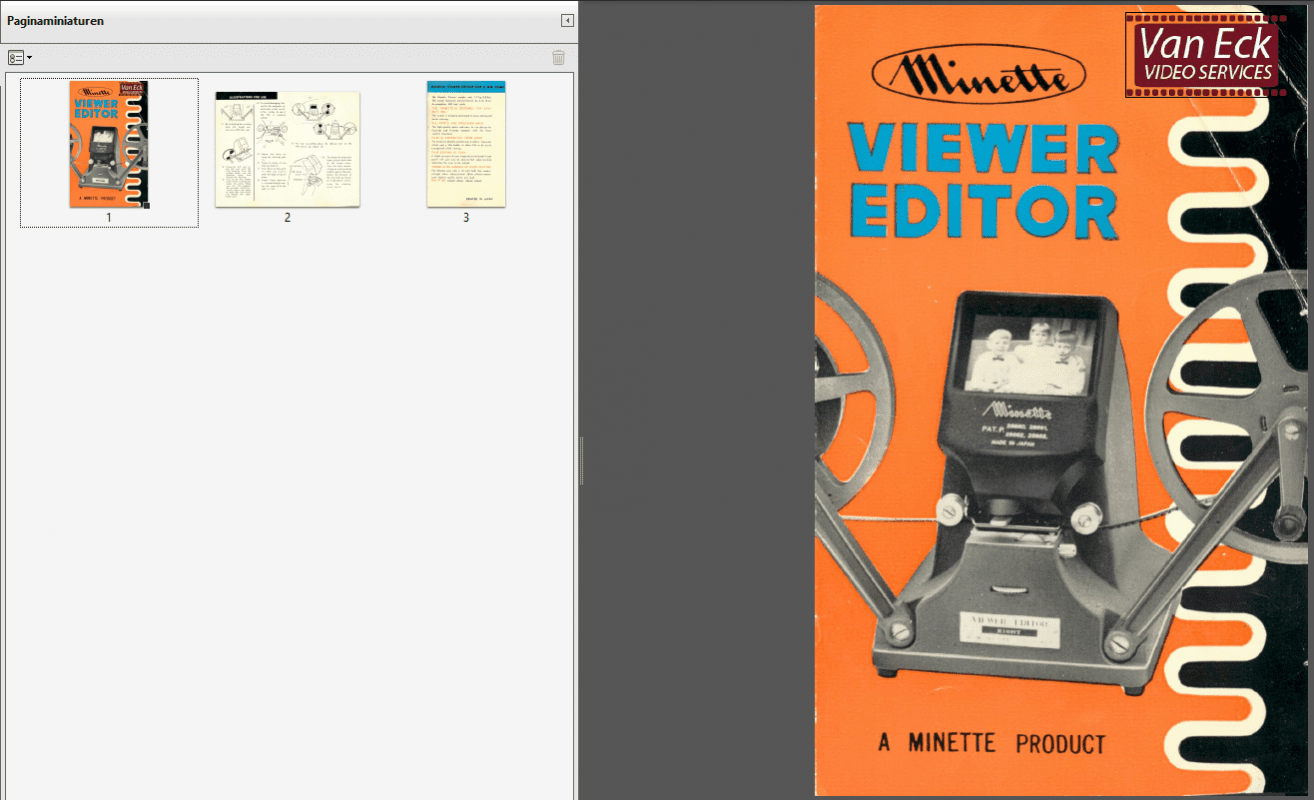 Minette Viewer editor User manual English – Van Eck Video Services