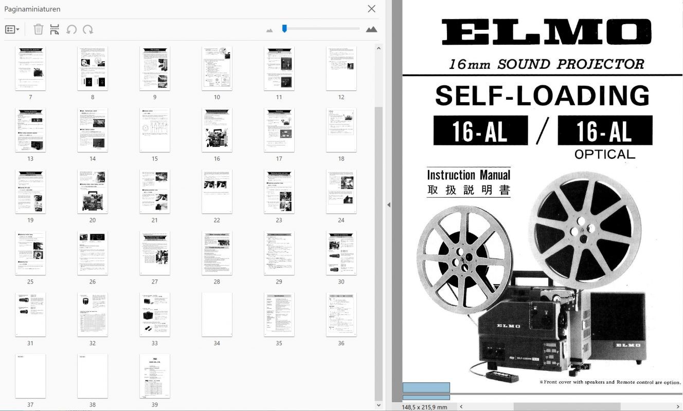 Elmo 16-AL, 16-AL optical User manual, Languages: English